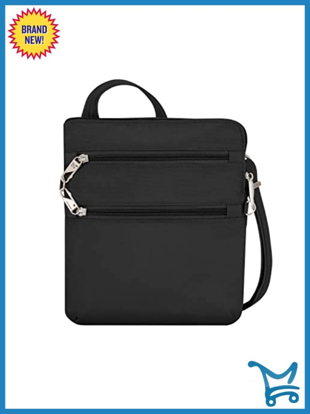 Anti-theft Classic Slim Double Zip Crossbody Bag with RFID